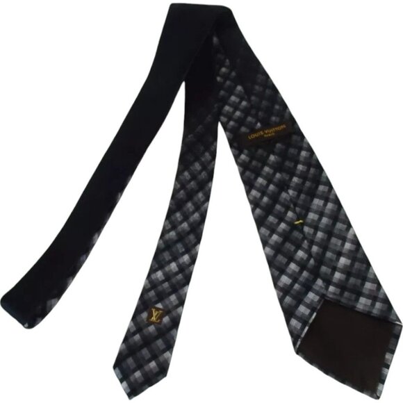 988136AP (S6) Louis Vuitton Tie Black Silk - Picture 3 of 14